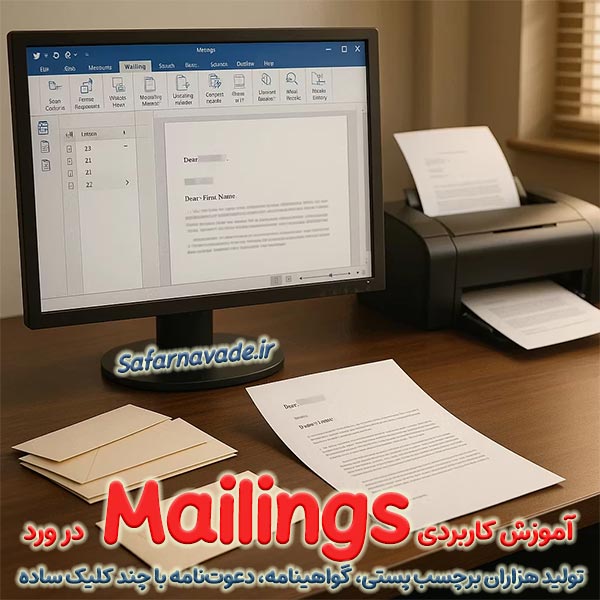 آموزش Mailings ورد - تولید هزاران سند اختصاصی با چند کلیک (برچسب پستی، کارت دعوت، گواهینامه، ...)